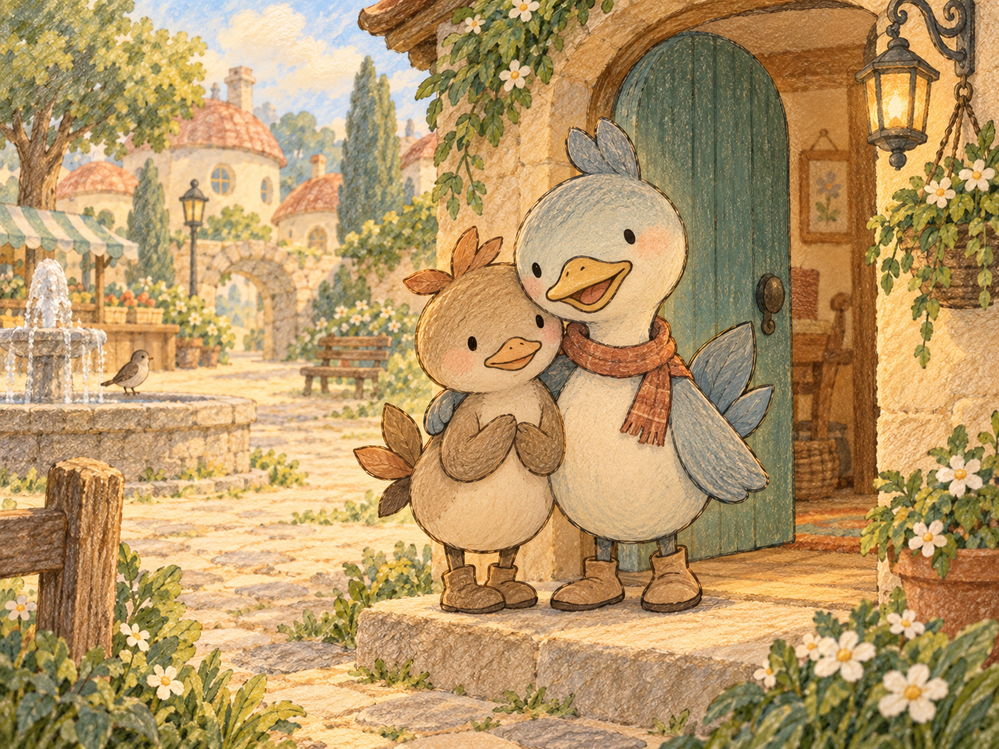 Four and Nine together at their door